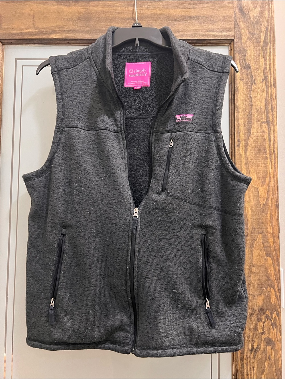 Simply Southern Charcoal Fleece Vest - Gray